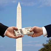 Money changing hands in Washington, D.C. 