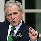 President Bush gestures during press conference 