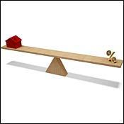 A home balancing with a percent symbol 