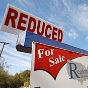 Reduced for-sale sign in Ramona, Calif. 