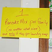 A sign at the Friends in Need Food Shelf 