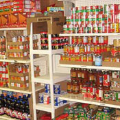 Shelves at the Friends in Need Food Shelf 