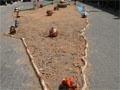 An art installation on the ground in Gaza City