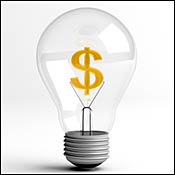 Light bulb with dollar sign 