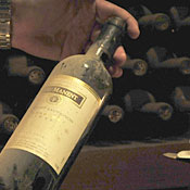 A rare vintage ages in a cellar. 