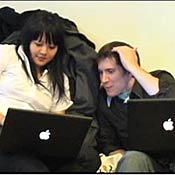 Freelancers share ideas at a co-working location 