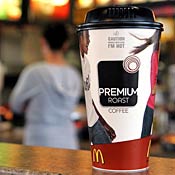 A large cup of McDonald's Premium Roast coffee 