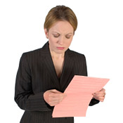 A woman gets a pink slip 