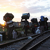 Mozambican nationals at the Maputo train station 