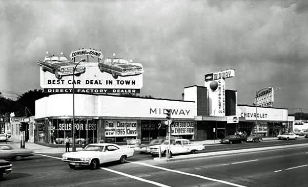  one of at least a dozen car dealerships on University Ave in the 1950s