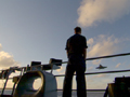 A sailor aboard the USS Nimitz.