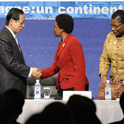 Shaking hands at TICAD 