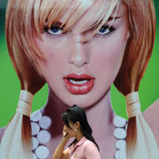 woman street advertisement 