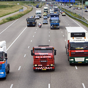 Truckers block a highway to protest fuel costs 