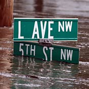 Street sign in Cedar Rapids, Iowa. 