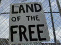 A sign decrying the loss of free speech