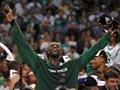 Boston Celtics' Kevin Garnett celebrates