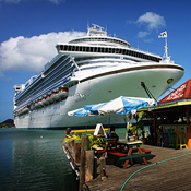 A cruise liner pulling up to St John's Harbor 