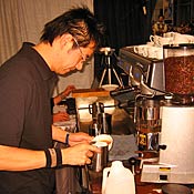 A barista in a latte art competition in Washington, D.C.