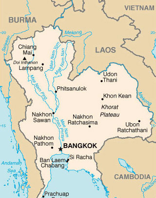 Photo: #A map of Thailand and Laos. Officials in Thailand reportedly 