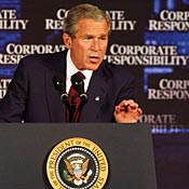 Bush speaks on corporate responsibility in 2002 