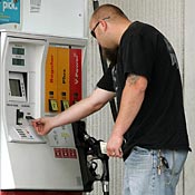 Motorist at gas station 
