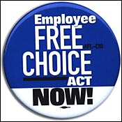 An Employees Free Choice Act button 