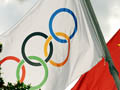 An Olympic and Chinese flags