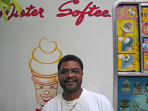 
                Hillary "Doc" Guishard with his Mr. Softee truck.
                                    (Joel Rose)
                                