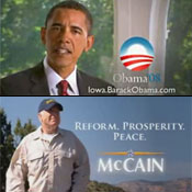 Still from Obama and McCain TV ads 