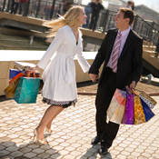 Wealthy couple on a gleeful shopping spree 