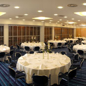 Hotel ballroom ready for event 