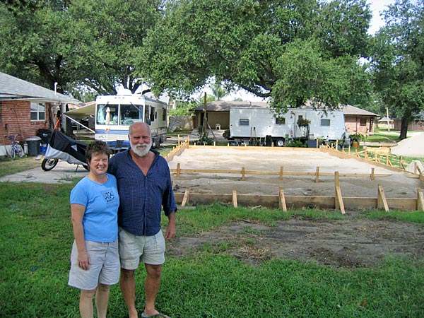
                KC King and his wife Kathi on their property in the Gentilly neighborhood of New Orleans.
                                    (Tess Vigeland / Marketplace)
                                