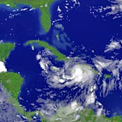 Satellite image of Tropical Storm Gustav 