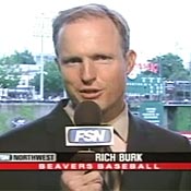 Rich Burk broadcasting Portland Beavers game. 