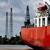 Oil tanker at refinery in Belle Chasse, La. 