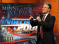 Jon Stewart talks to the St. Paul audience
