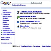 Google Health website page 