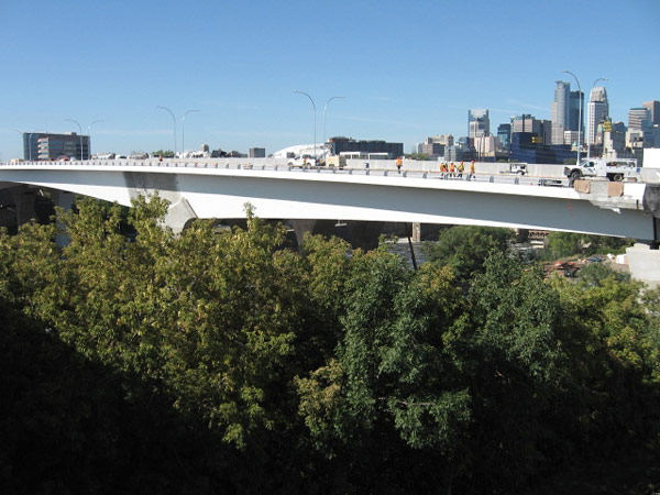 Construction on the new Interstate 35W bridge in downtown Minneapolis is nearing completion. The bridge could open to traffic sometime next week.