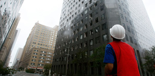 Inspecting damage from Hurricane Ike