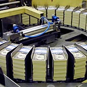 Dollar bills at Bureau of Engraving and Printing 