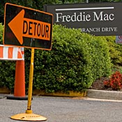 Detour sign at Freddie Mac headquarters. 