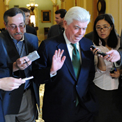 Senator Chris Dodd outside the Senate Chamber 