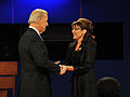 Sarah Palin greets Joe Biden