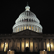 The dome of the Capitol at night 