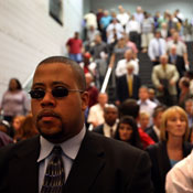Hundreds line up for a job fair 