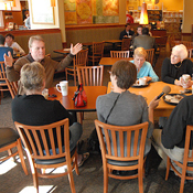 Don Brown at a morning coffee klatch in Charlotte 