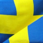 Close-up of a flapping Swedish flag 