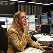 Concerned trader at Frankfort stock exchange 