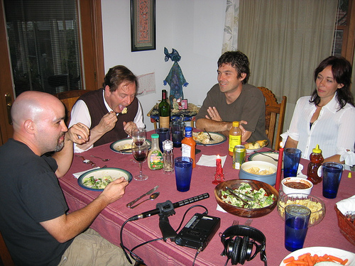 
                The Landis family from left: Brent McKibbin, Dave Landis, Matt Landis, Jen Landis
                                    (Tess Vigeland)
                                